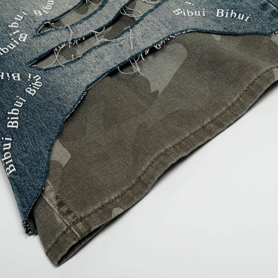 Camouflage Patchwork Denim Shorts Men's Summer Vintage Loose Jeans Shorts Streetwear Harajuku Hip Hop Shorts