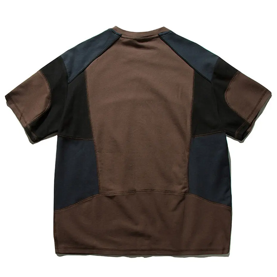 Japanese Style Men's T Shirts Color Block Patchwork Harajuku Oversized T-shirt Summer Casual Loose Tee Tops