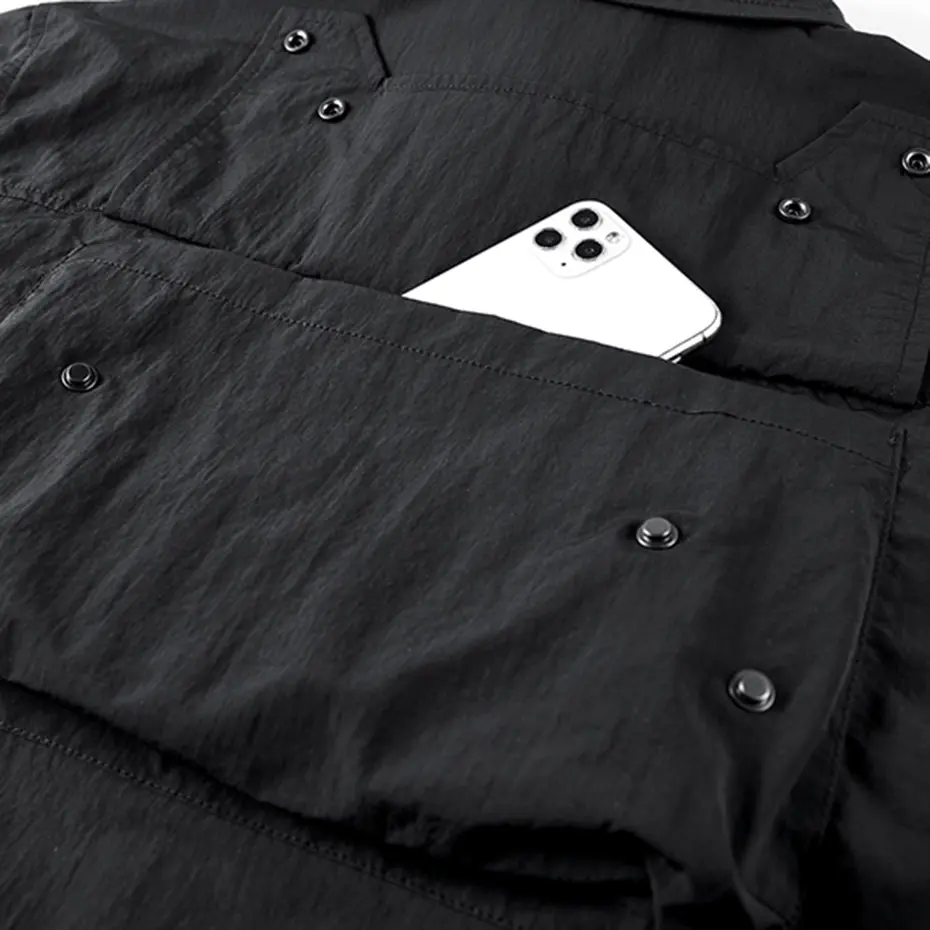 Y2K Techwear Shirts Multi Pockets Harajuku Streetwear Cargo Shirts 2025 Men Hip Hop Cyberpunk Shirts Function Button Up Blouse
