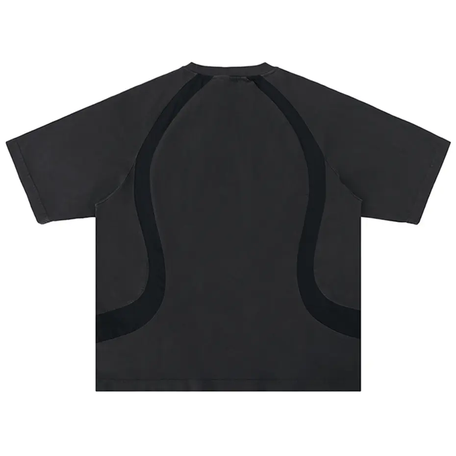 Men's Vintage Splicing T-shirts Embroidery Graphic Streetwear Harajuku Oversized T Shirts Black Loose Cotton Tee Tops Man
