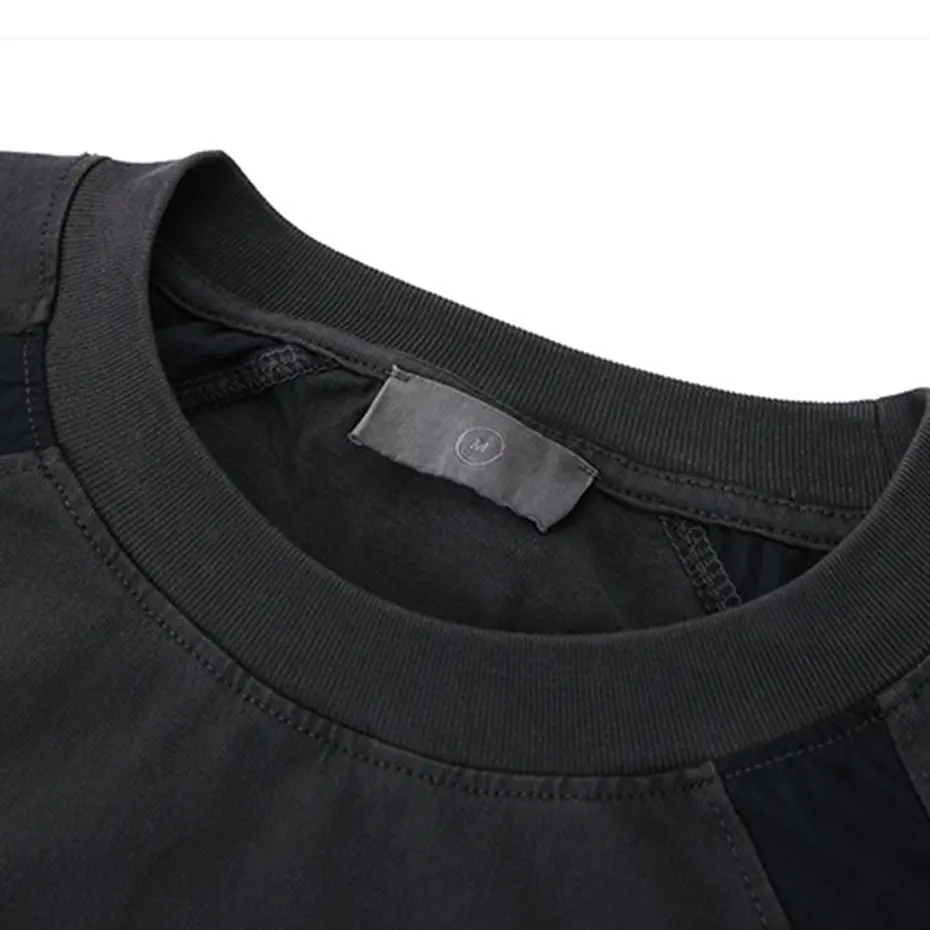 Men's Vintage Splicing T-shirts Embroidery Graphic Streetwear Harajuku Oversized T Shirts Black Loose Cotton Tee Tops Man