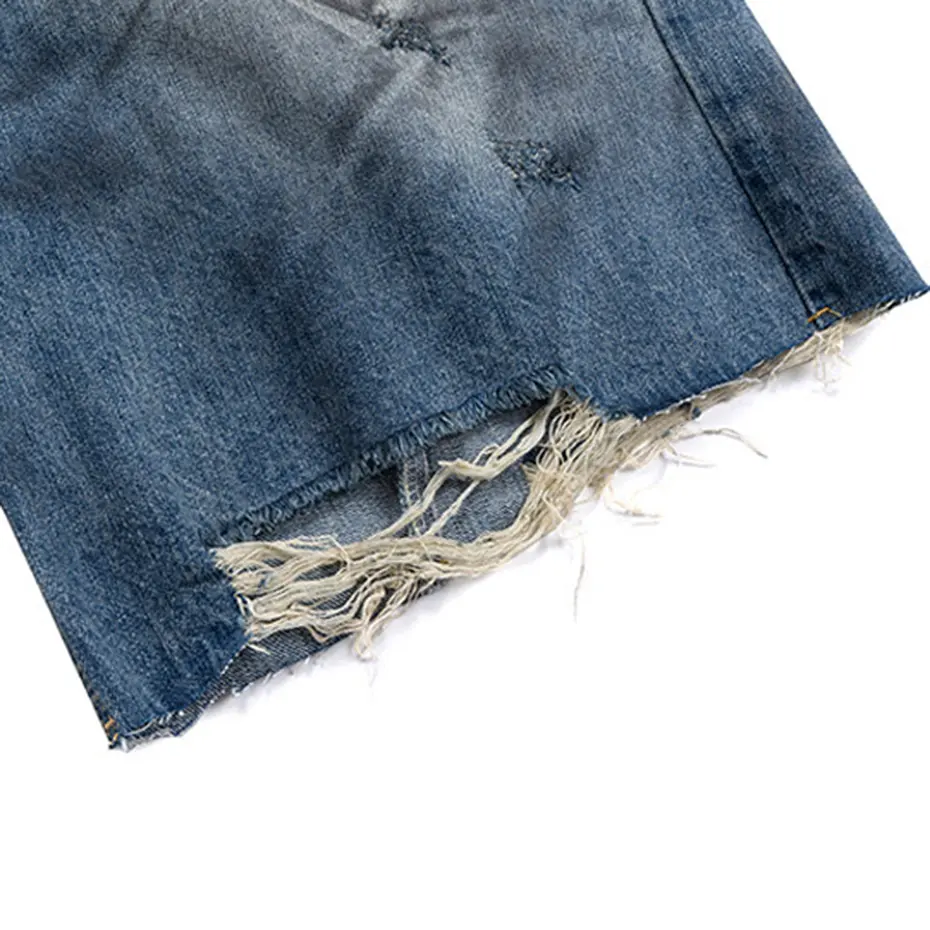 Men Hi Street Ripped Denim Shorts Luxury Designer Blue Jeans Shorts Wide Leg Loose Casual Shorts