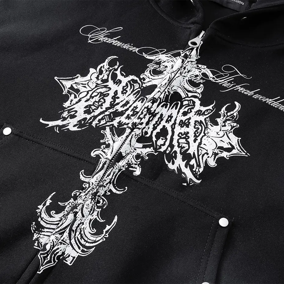 Cross Graphic Hoodies Dark Gothic Hoodies Sweatshirts Jackets Unisex Streetwear Harajuku Hip Hop Oversized Hoodies