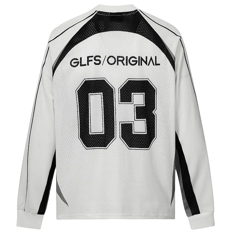 Streetwear Harajuku Oversized T Shirts Casual Loose V-neck Long Sleeve Tee Tops T-shirts Men Hip Hop Tshirt Black White