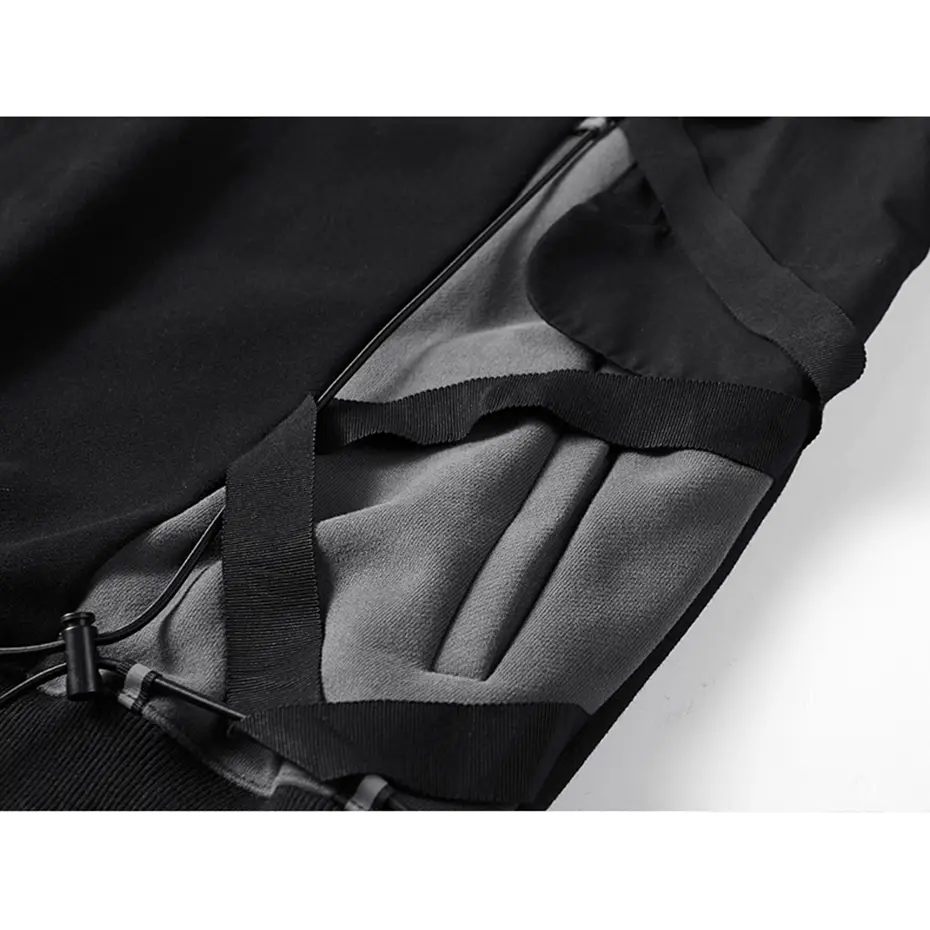Techwear Hoodie Streetwear Hip Hop Pullover Sweatshirt Side Bandage Pockets Oversized Tracksuit Hoodies Casual Loose Cotton Top