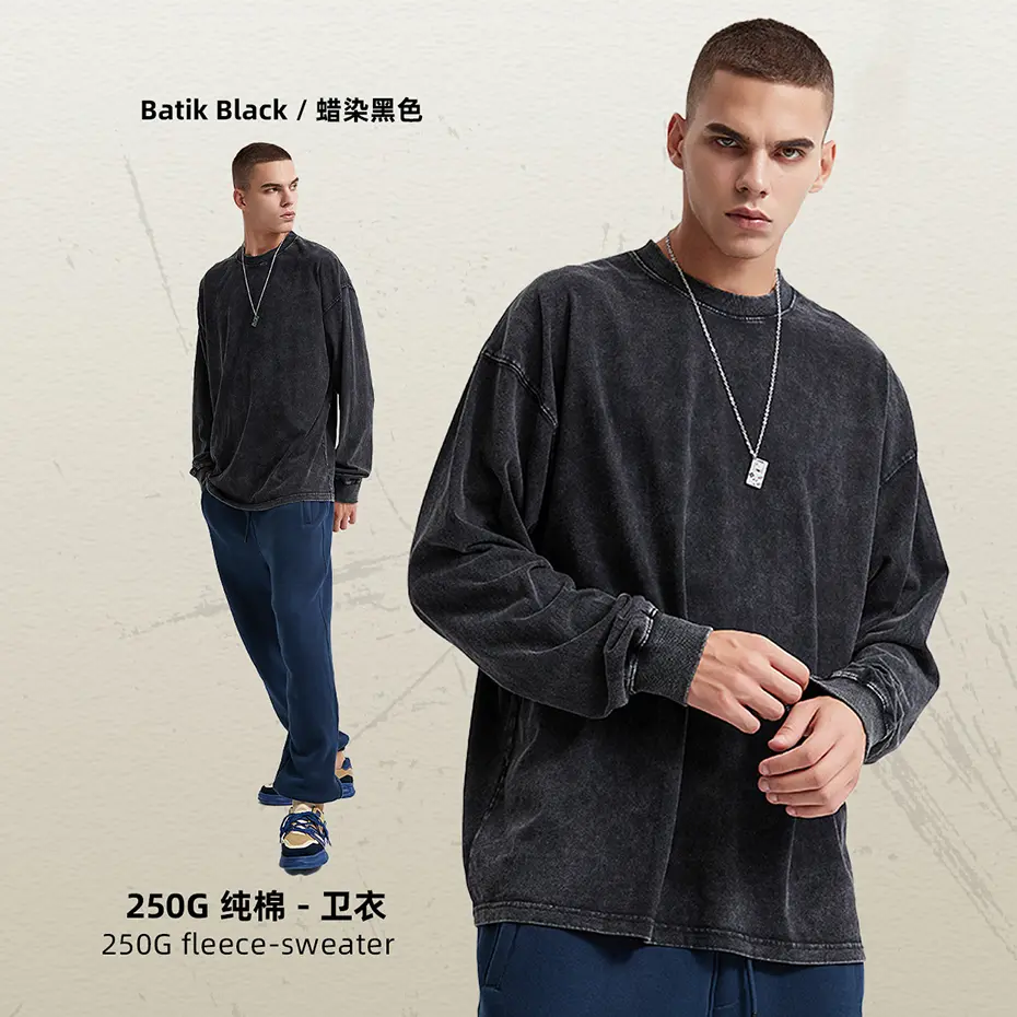 Vintage Wax Printing T-shirts Men Streetwear Harajuku Hip Hop Oversized T-shirts Loose Casual Long Sleeve Tee Tops Tshirts