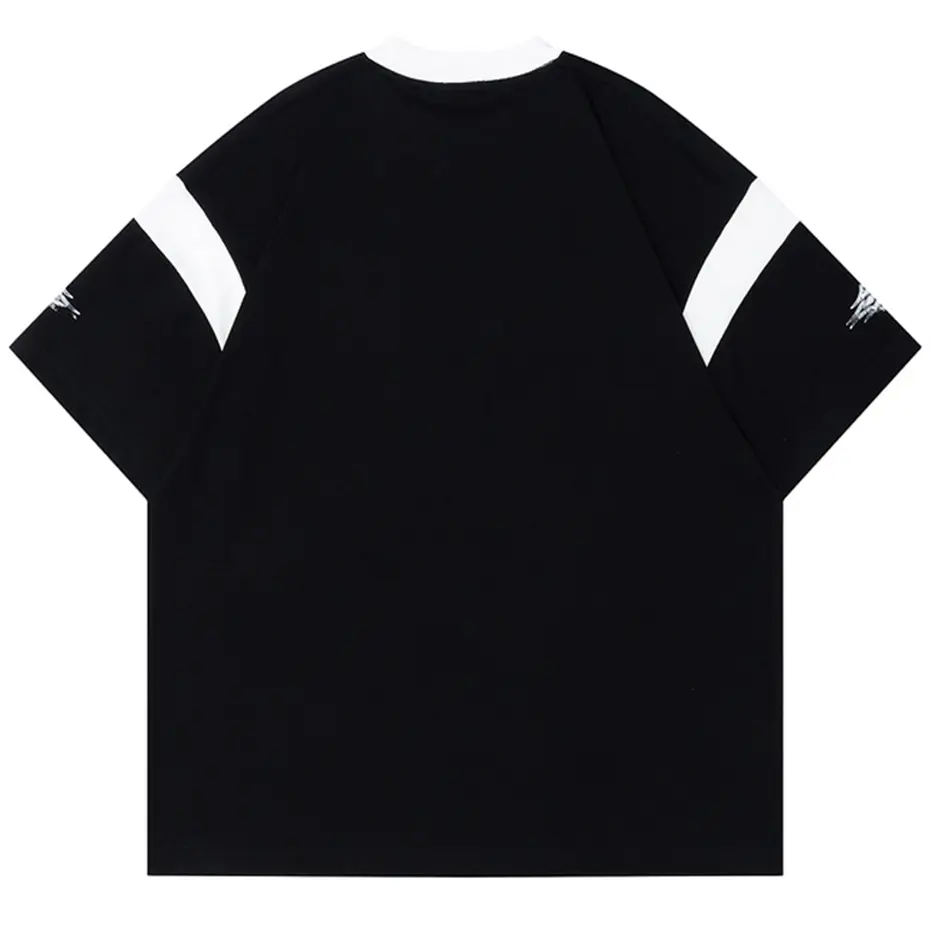 Streetwear Hip Hop Oversized T Shirts Graphic Tee Tops Men 2025 Summer Harajuku Loose Casual T-shirts Black