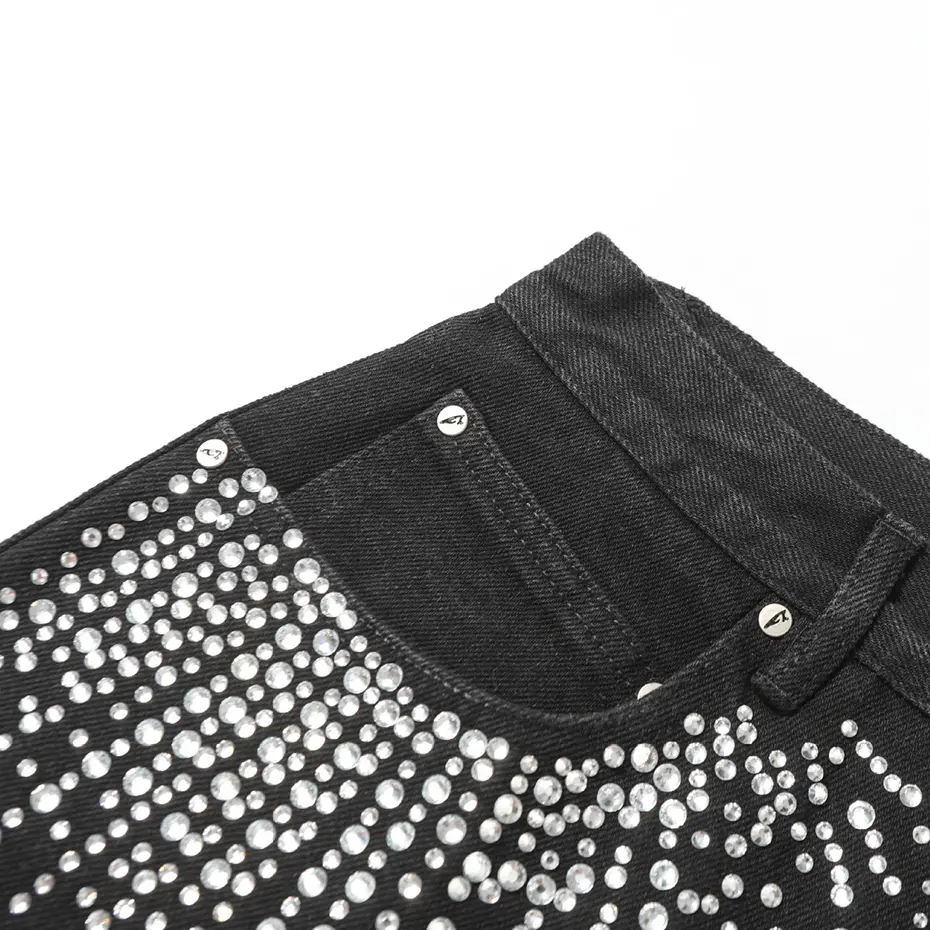 Rhinestone Denim Shorts Men Summer Fashion Shorts Streetwear Harajuku Hip Hop Shorts Unisex