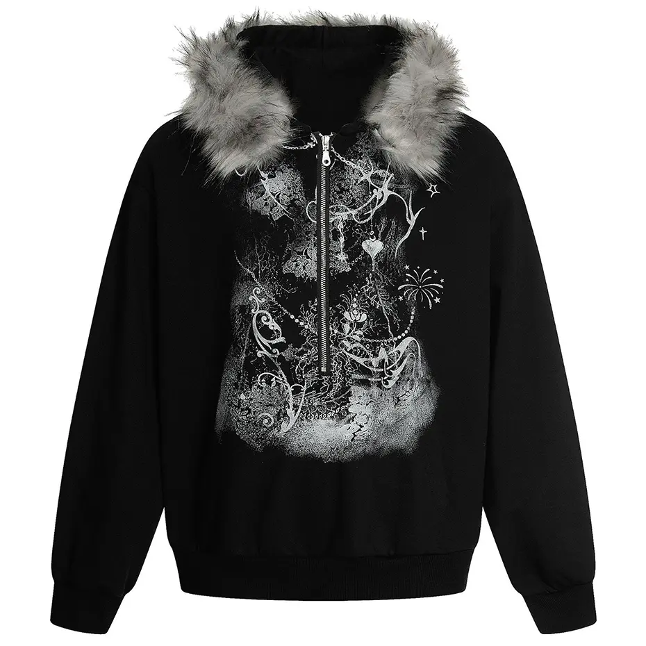 Fur Collar Hoodies Men Streetwear Harajuku Hip Hop Oversized Hoodies Pullover Sweatshirts Casual Loose Hoodies