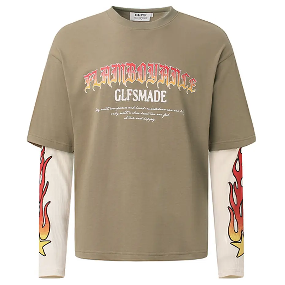 Streetwear Hip Hop T-shirts Men Fake Two Piece Oversized T Shirts Long Sleeve Tee Tops Harajuku Graphic Tshirts
