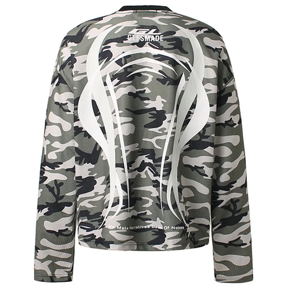 Harajuku Oversized T-shirts Men Loose Casual Camouflage T Shirts Long Sleeve Tee Tops Streetwear Hip Hop Tshirts