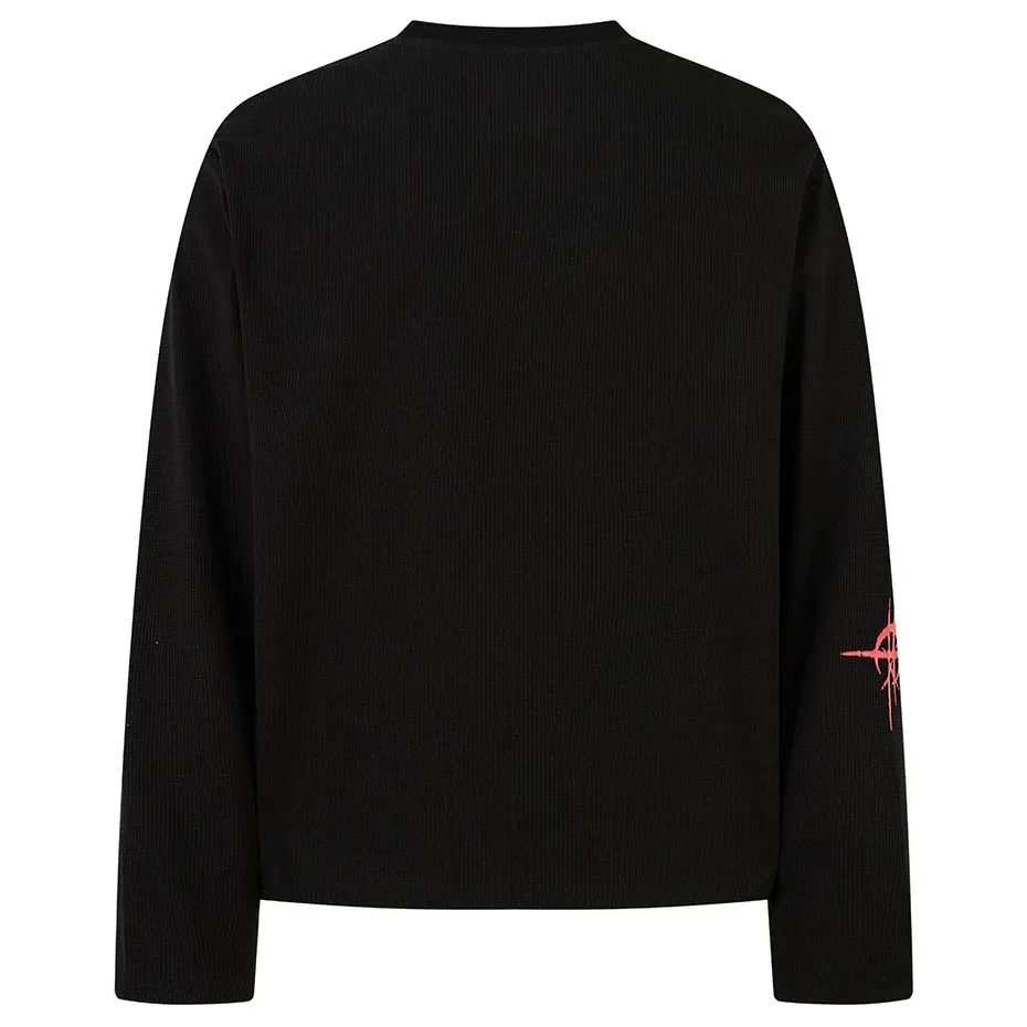 Streetwear Hip Hop Oversized T-shirts Men Cross Graphic Gothic Long Sleeve T Shirts Black Loose Casual Tee Tops Tshirts
