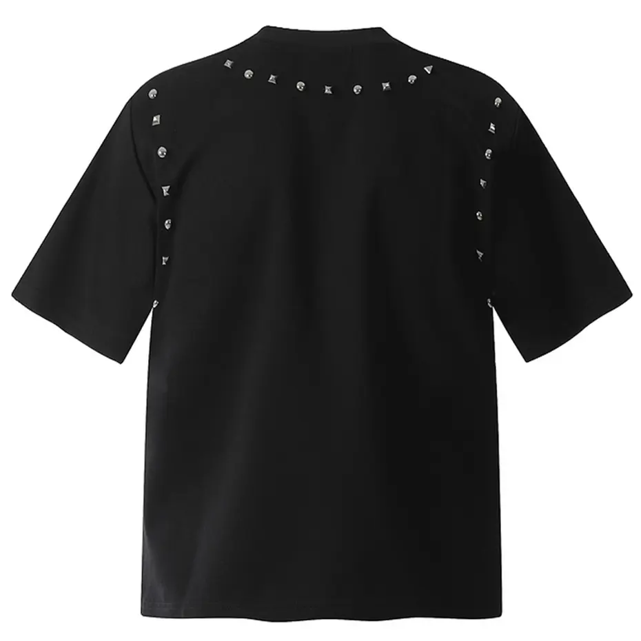 Rivet T-shirts Men's Streetwear Harajuku Hip Hop Oversized Tshirts Summer Harajuku Loose Short Sleeve Tee Tops Black