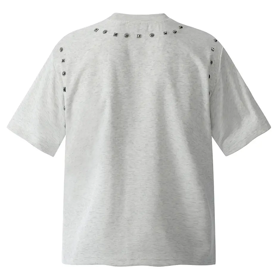 Rivet T-shirts Men's Streetwear Harajuku Hip Hop Oversized Tshirts Summer Harajuku Loose Short Sleeve Tee Tops Black