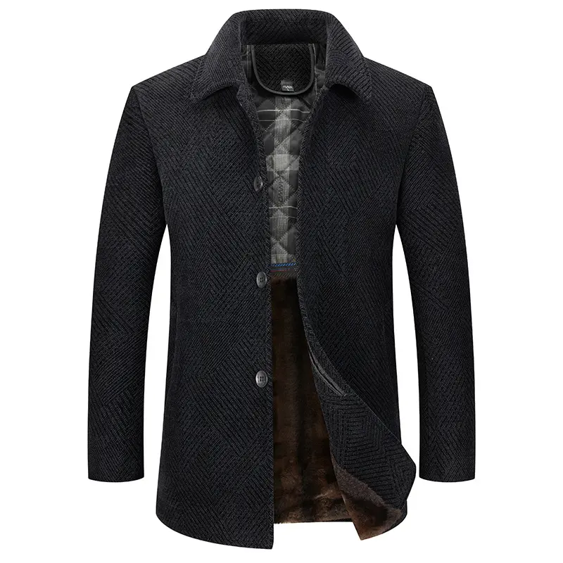 New Winter Men Stand Collar Business Casual Trench Coats Man Fleece Warm Suits Jackets Quality Male Long Trench Jackets Size 4XL