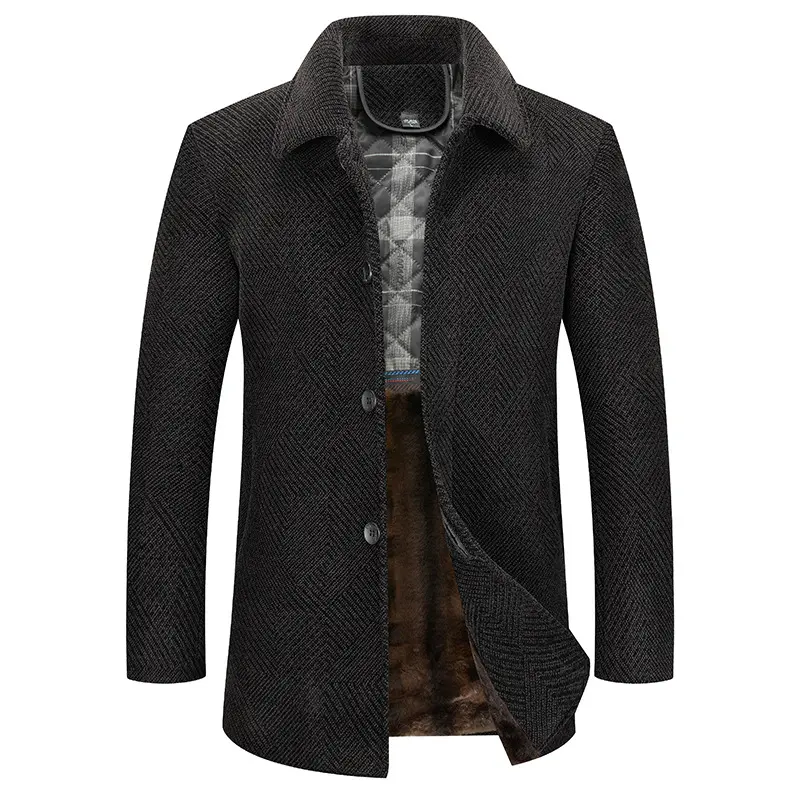New Winter Men Stand Collar Business Casual Trench Coats Man Fleece Warm Suits Jackets Quality Male Long Trench Jackets Size 4XL