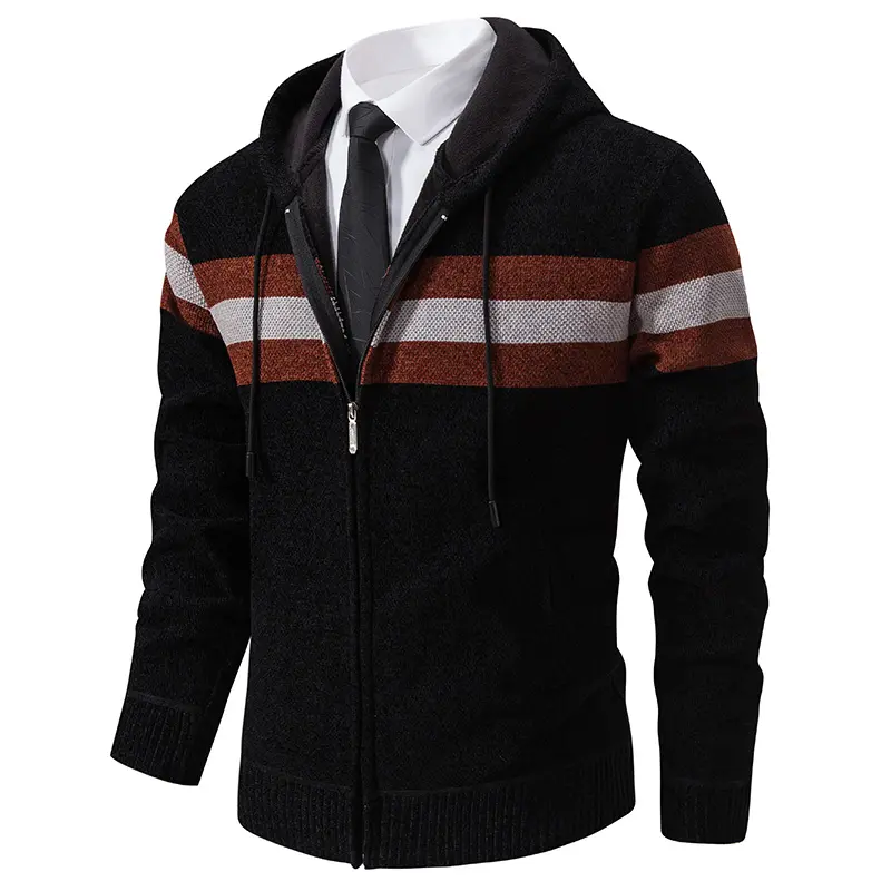Men Hooded Casual Cardigans Sweaters Winter Knitwear Sweatercoats Autumn Thicker Fleece Warm Slim Casual Cardigans Hoodies Coats