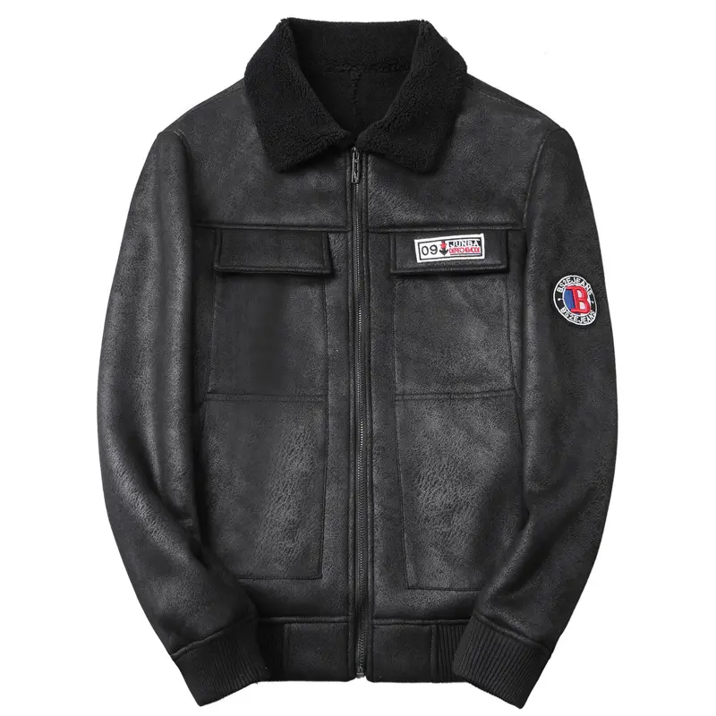 New Winter Men Casual Fur Integrated Jackets New Fashion Male Slim Fit Motorcycle Leather Jackets Bomber Aviator Jackets Size 4X
