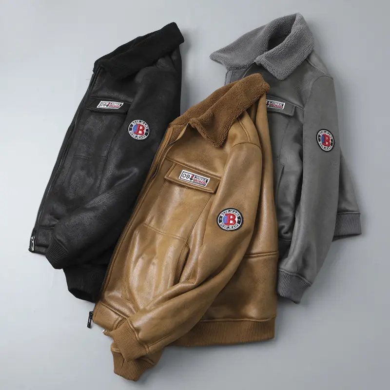New Winter Men Casual Fur Integrated Jackets New Fashion Male Slim Fit Motorcycle Leather Jackets Bomber Aviator Jackets Size 4X