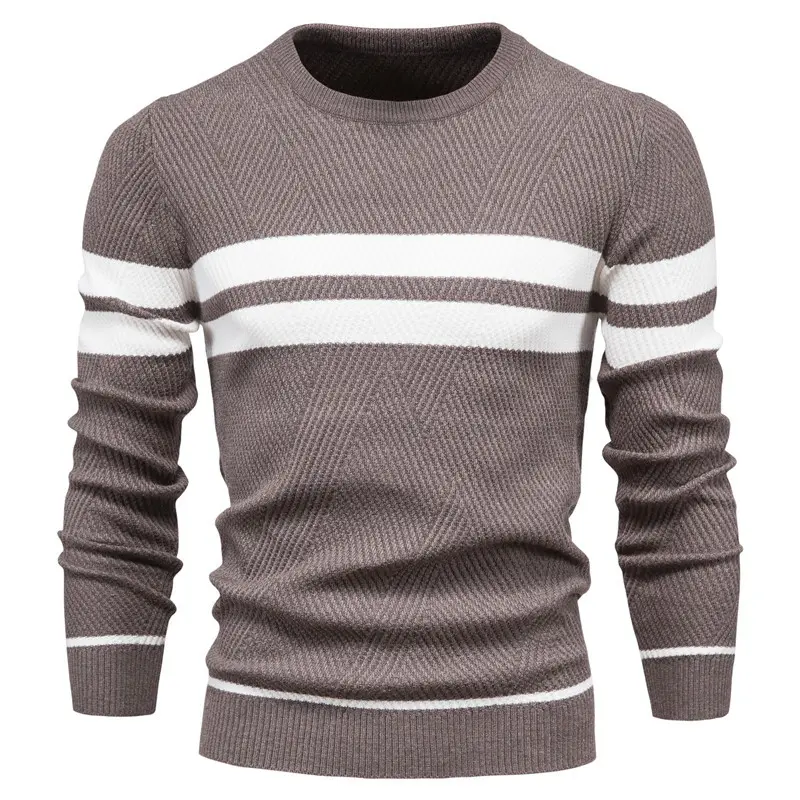 Men Striped Pullover Sweaters New Male Winter Business Leisure Pullovers Man Spring Autumn O-neck Casual Sweater Pullovers 3XL
