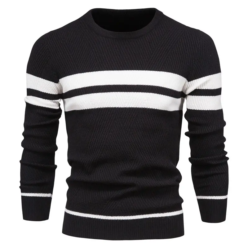 Men Striped Pullover Sweaters New Male Winter Business Leisure Pullovers Man Spring Autumn O-neck Casual Sweater Pullovers 3XL