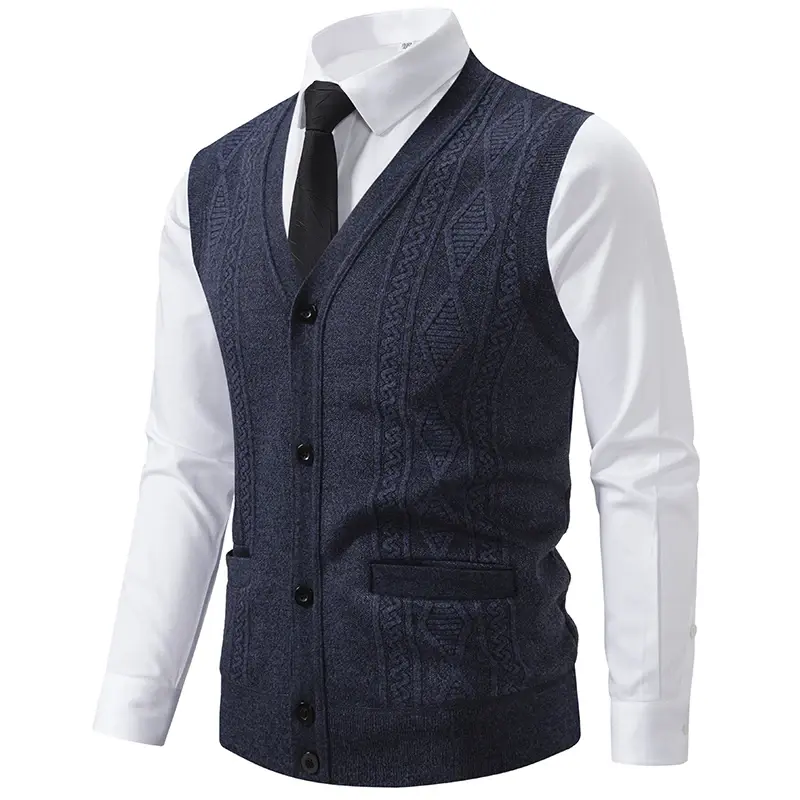 New Autumn Men Waistcoats Knitted Sweater Vests Casual Sleeveless Cardigans Male Spring Outwear Cardigan Sweatercoats Vests 3XL
