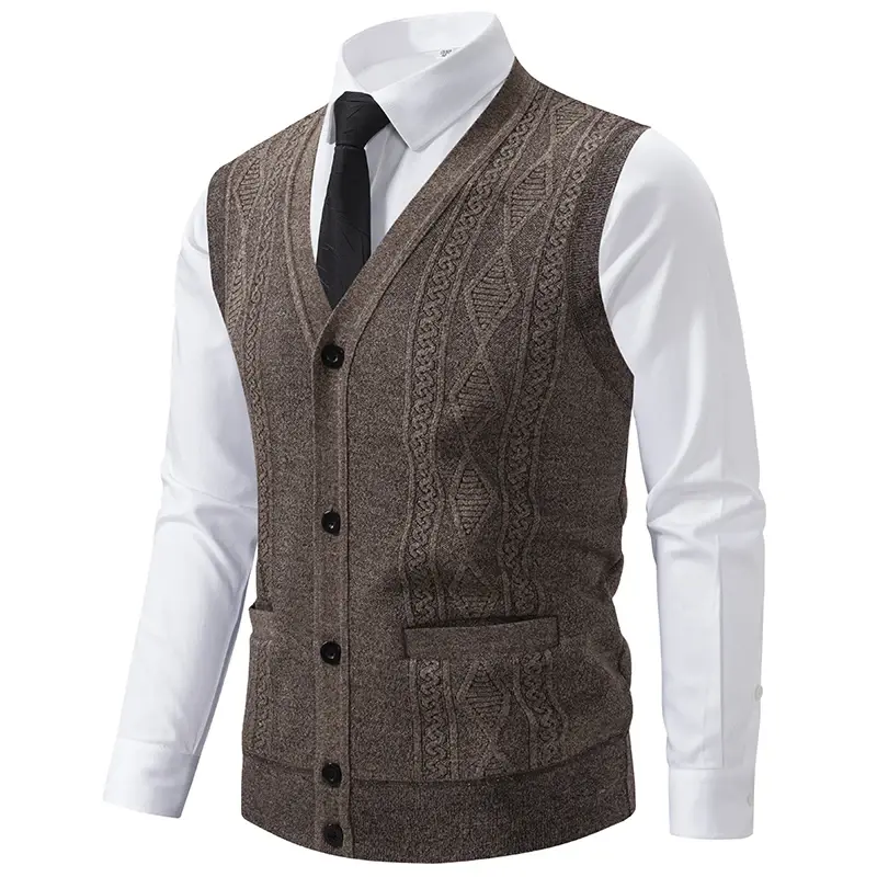 New Autumn Men Waistcoats Knitted Sweater Vests Casual Sleeveless Cardigans Male Spring Outwear Cardigan Sweatercoats Vests 3XL