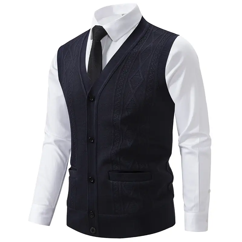New Autumn Men Waistcoats Knitted Sweater Vests Casual Sleeveless Cardigans Male Spring Outwear Cardigan Sweatercoats Vests 3XL