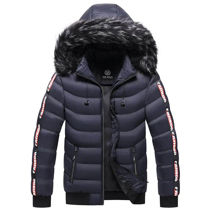 New Men Hooded Fur Collar Winter Jackets Warm Parkas Good Quality Male Slim Fit Winter Coats Hat Detachable Casual Down Jackets