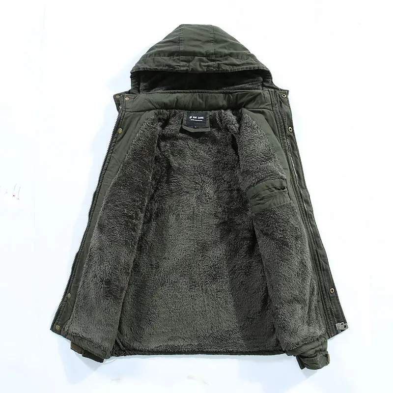 New Winter Men Hooded Long Jackets Fleece Warm Parkas Winter Jackets Good Quality Male Outdoors Casual Winter Coats Size 4XL