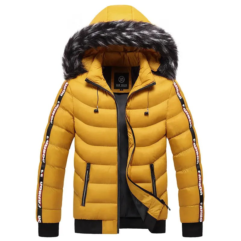 New Men Hooded Fur Collar Winter Jackets Warm Parkas Good Quality Male Slim Fit Winter Coats Hat Detachable Casual Down Jackets