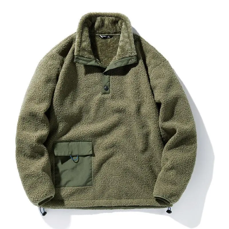 New Fashion Men Winter Fleece Warm Pullover Jackets Half Cardigan Coats Quality Male Loose Sports Casual Coat Sweatshirts Size 5