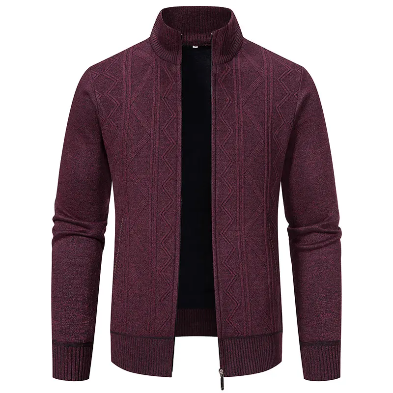 Men Knitwear Cardigan Sweaters Stand Collar Fleece Thicker Warm Sweatercoats New Autumn Winter Male Slim Sweaters Jackets 3XL