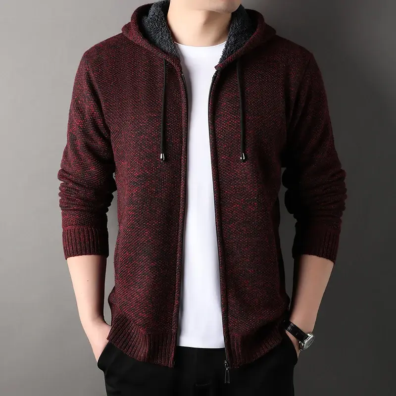 Men Winter Hooded Cardigans Sweaters Knitwear Casual Sweatercoats Autumn Thicker Fleece Warm Slim Cardigans Hoodies Coats 3XL