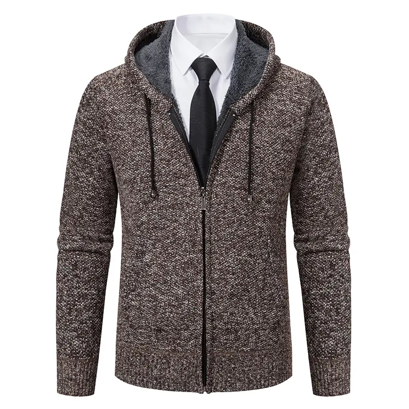 Men Winter Hooded Knitwear Sweaters Cardigans Fleece Warm Sweatercoats Autumn Thicker Slim Casual Cardigans Hoodies Coats 3XL