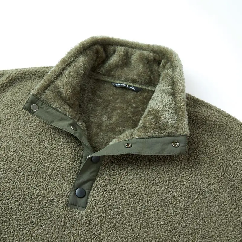 New Fashion Men Winter Fleece Warm Pullover Jackets Half Cardigan Coats Quality Male Loose Sports Casual Coat Sweatshirts Size 5