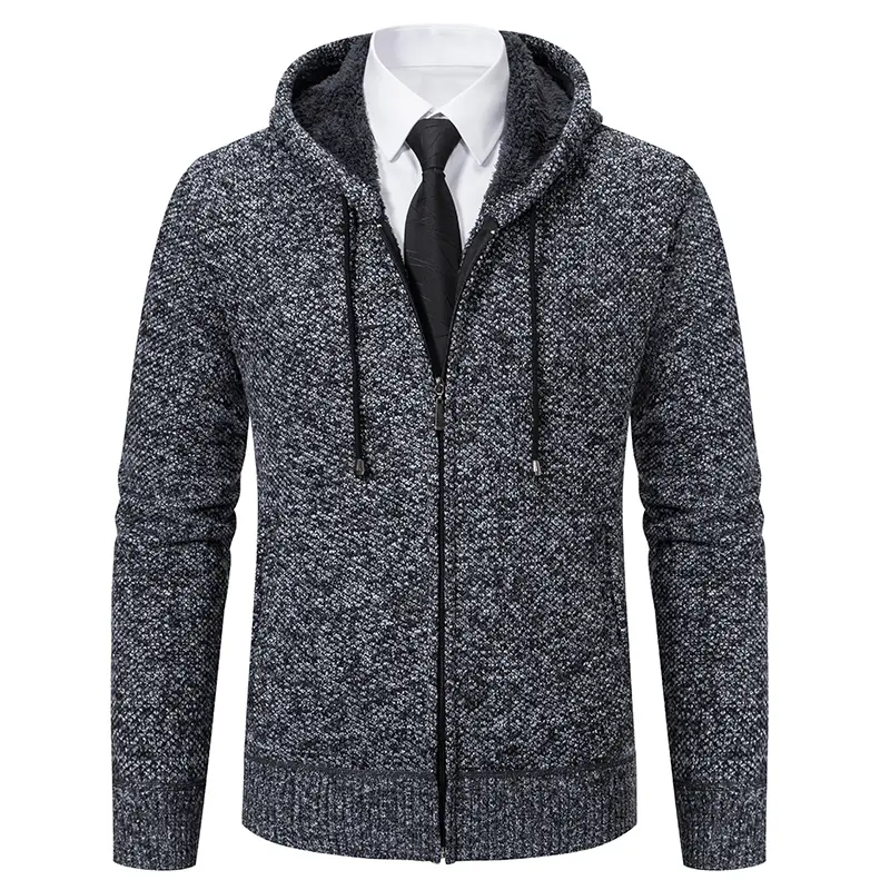 Men Winter Hooded Knitwear Sweaters Cardigans Fleece Warm Sweatercoats Autumn Thicker Slim Casual Cardigans Hoodies Coats 3XL