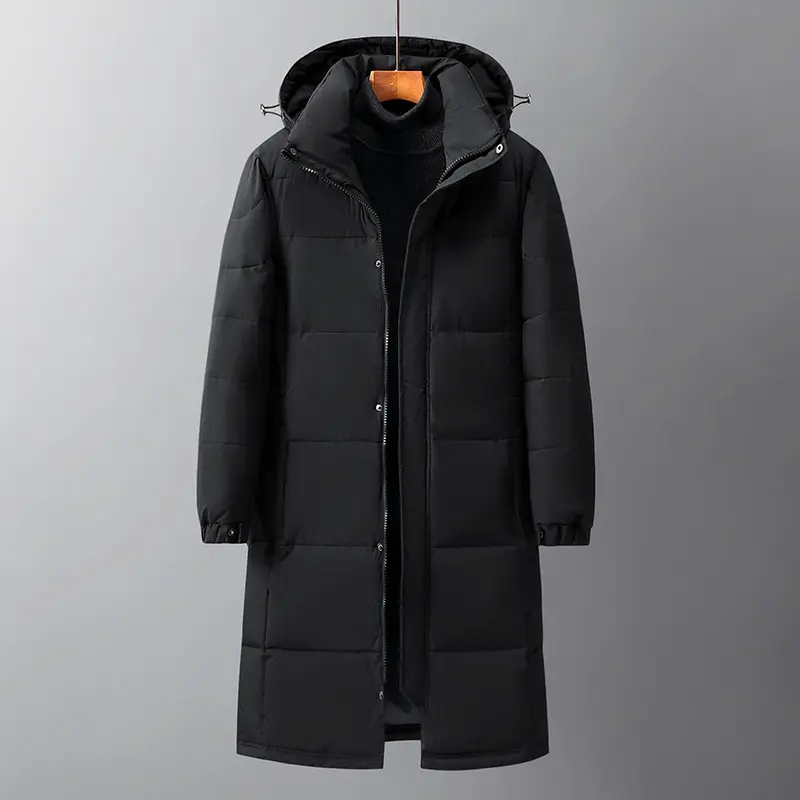 Men Long White Duck Down Coats New Fashion Male Hooded Casual Thicker Warm Down Jackets High Quality Man Long Winter Coats S-3XL