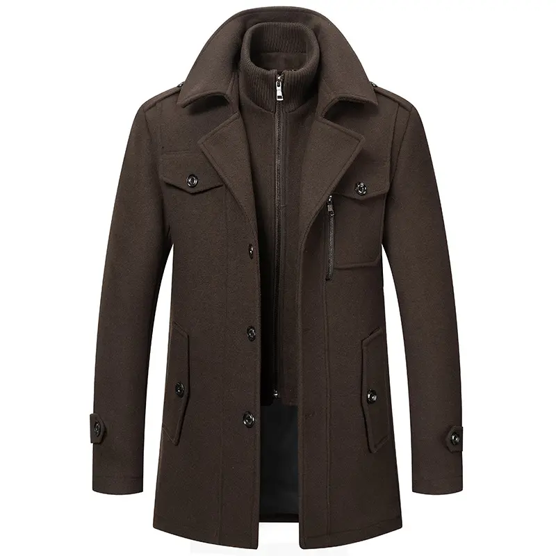 New Winter Men Cashmere Trench Coats Long Jackets Overcoats Wool Blends High Quality Male Business Casual Trench Coats Size 5XL