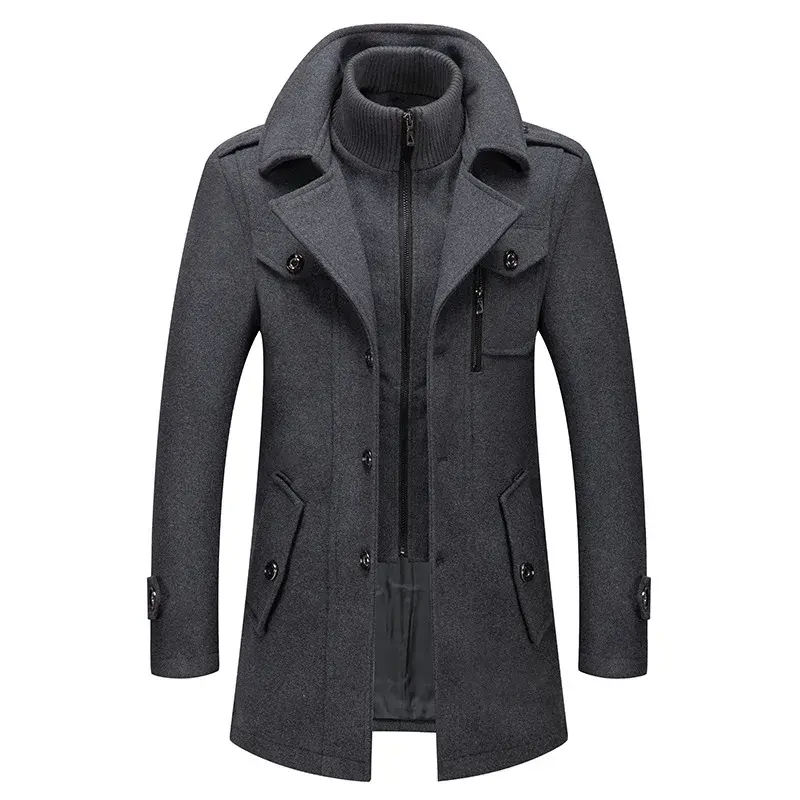 New Winter Men Cashmere Trench Coats Long Jackets Overcoats Wool Blends High Quality Male Business Casual Trench Coats Size 5XL