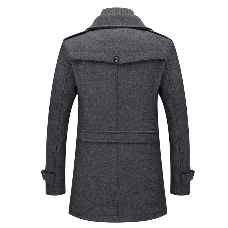 New Winter Men Cashmere Trench Coats Long Jackets Overcoats Wool Blends High Quality Male Business Casual Trench Coats Size 5XL