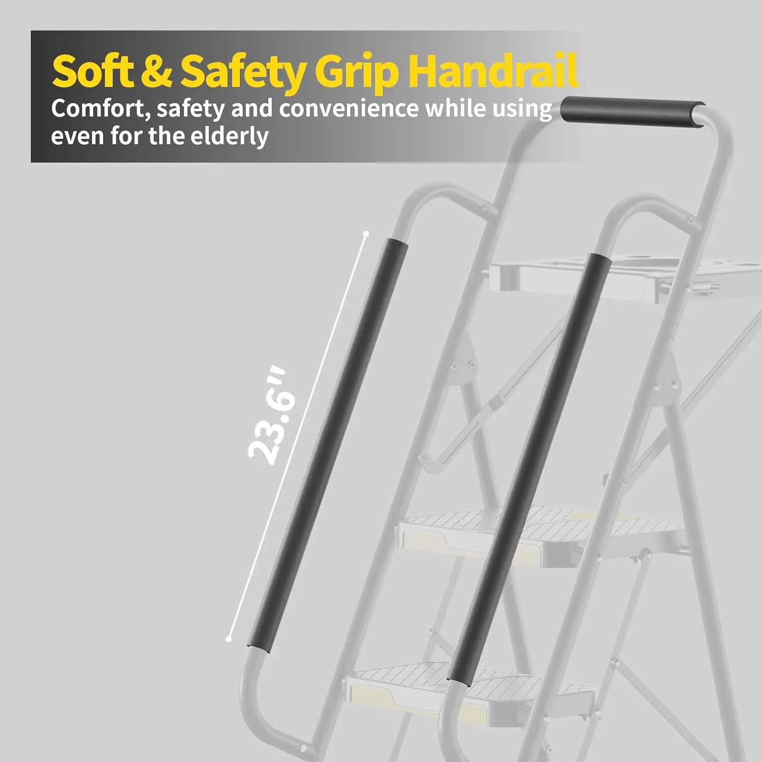 6 Step Ladder with Tool Platform, Folding Step Stool with Handrails, Sturdy Steel Ladder with Wide Pedal, 800 LBS Portable