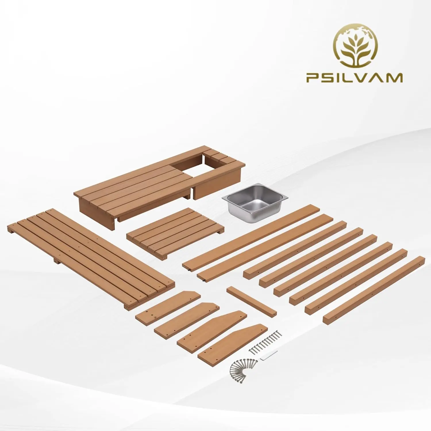 Potting Bench, Poly Lumber Potting Table with Removable Stainless Steel Sink and Open Shelves, All-Weather Garden Work Station