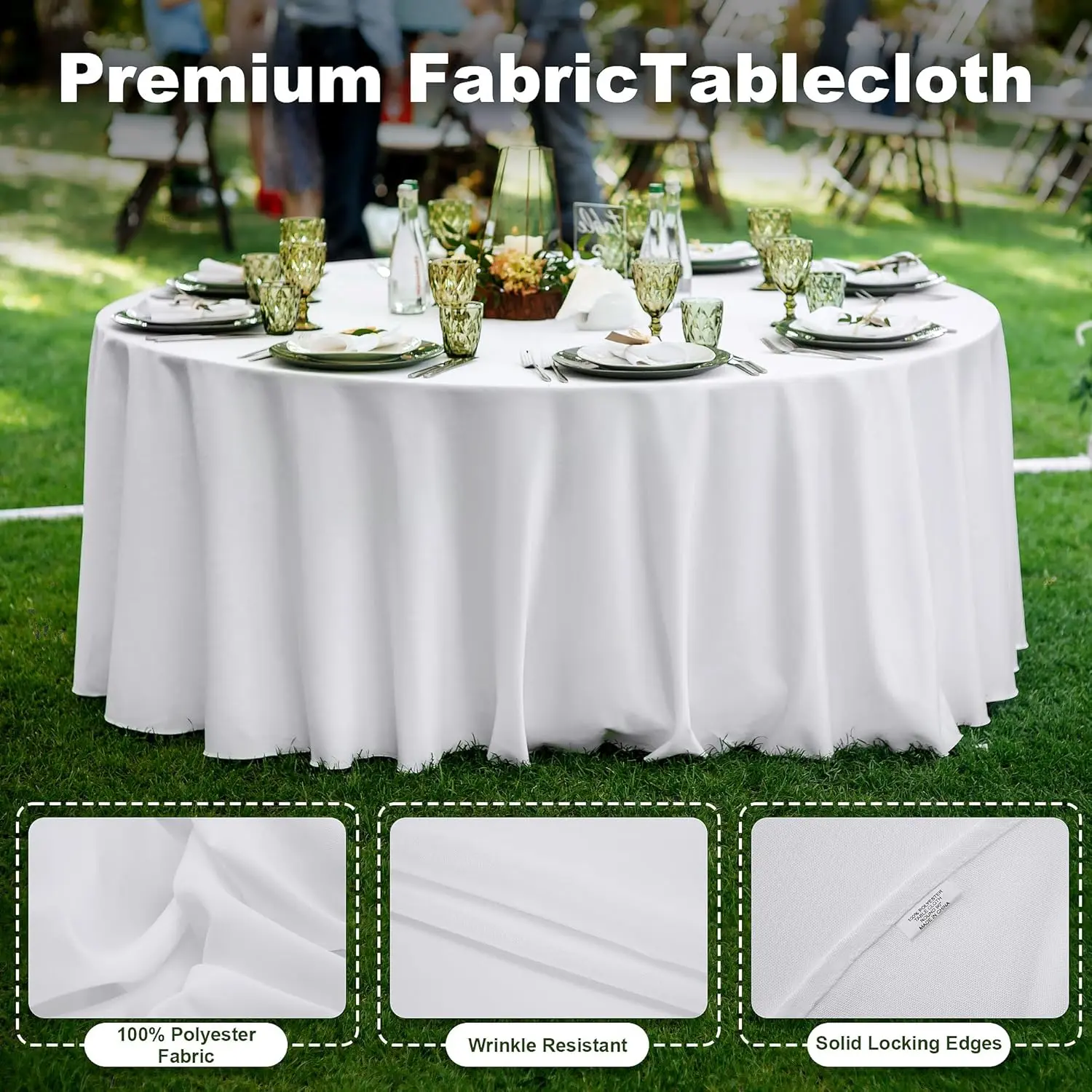 10 Pack 120 Inch Round Tablecloth, Stain and Wrinkle Resistant Polyester White Table Cloth, Washable Decorative Round Table