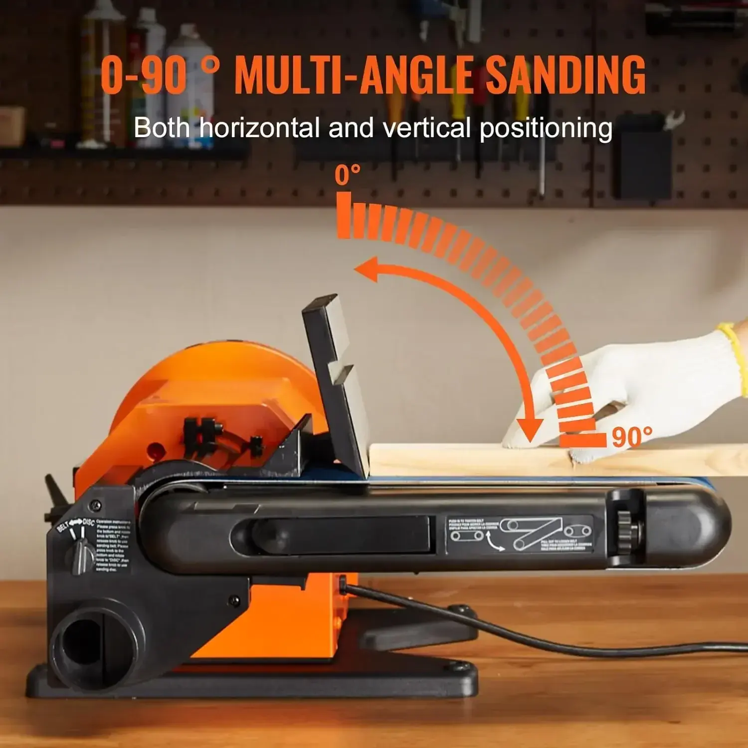 Professional Belt Sander, 8" Disc Sander & 4 x 36 in. Belt Sander w/ 5A Induction Motor Cast Aluminum Worktable for Woodworking