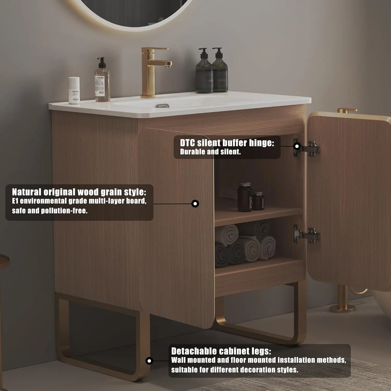 Dalia 30 Inch Bathroom Vanity with Sink,Large Storage Wall Mounted Floating Bathroom Vanity with Overflow for Modern Bathroom