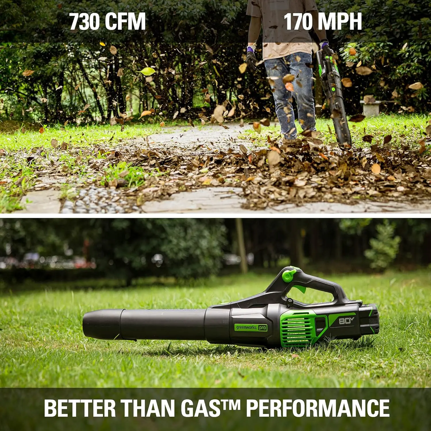 80V (170 MPH / 730 CFM / 75+ Compatible Tools) Cordless Brushless Axial Leaf Blower, Tool Only