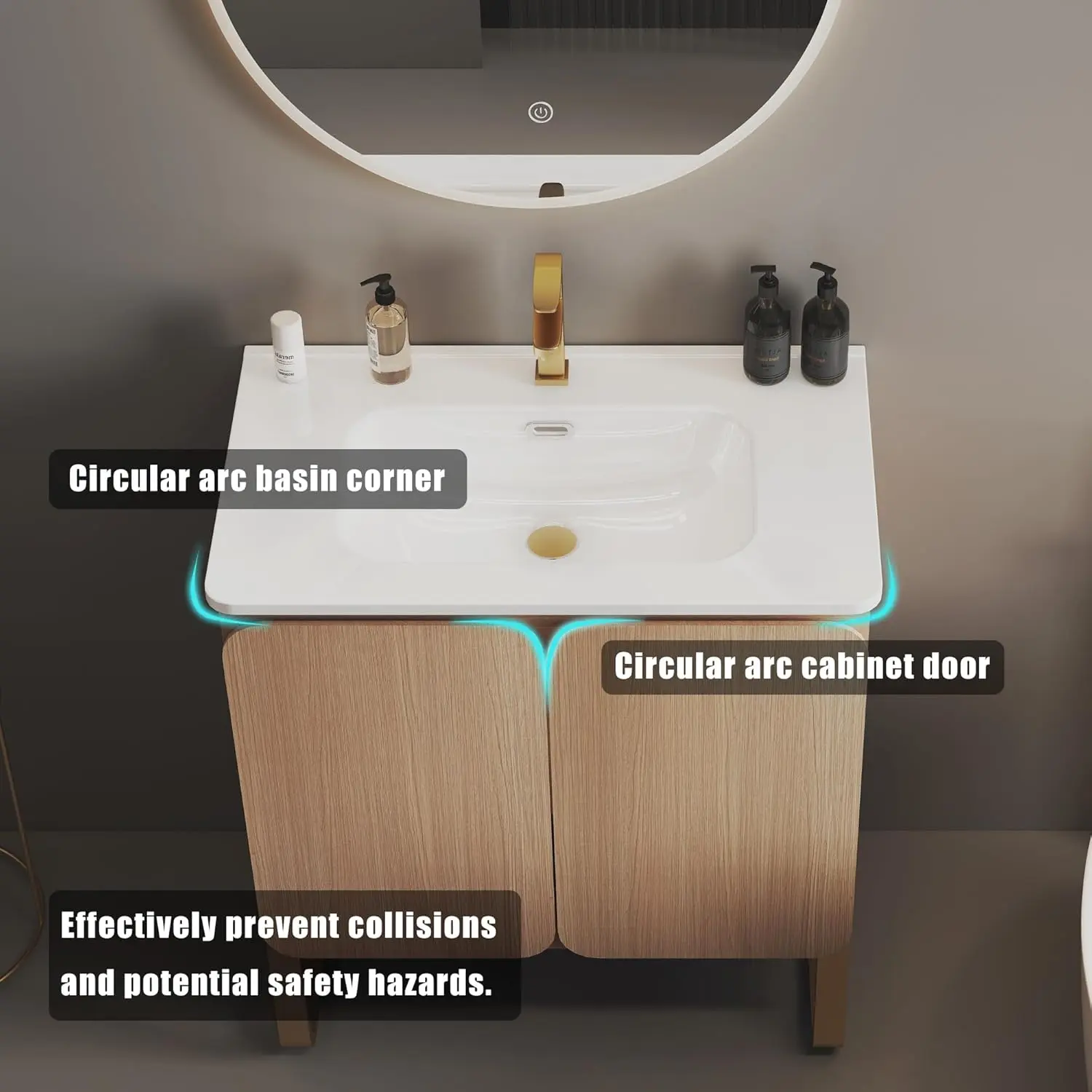 Dalia 30 Inch Bathroom Vanity with Sink,Large Storage Wall Mounted Floating Bathroom Vanity with Overflow for Modern Bathroom