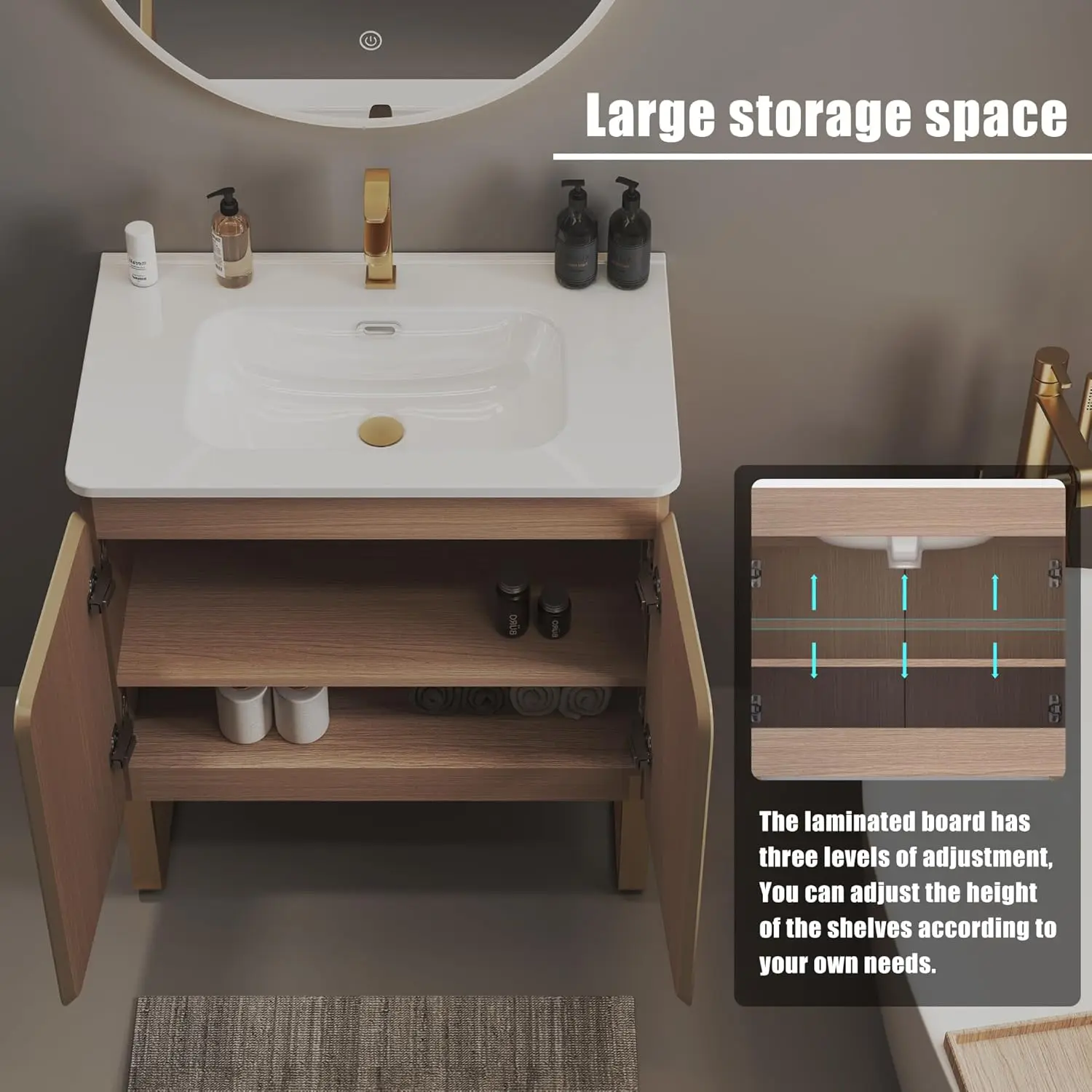 Dalia 30 Inch Bathroom Vanity with Sink,Large Storage Wall Mounted Floating Bathroom Vanity with Overflow for Modern Bathroom