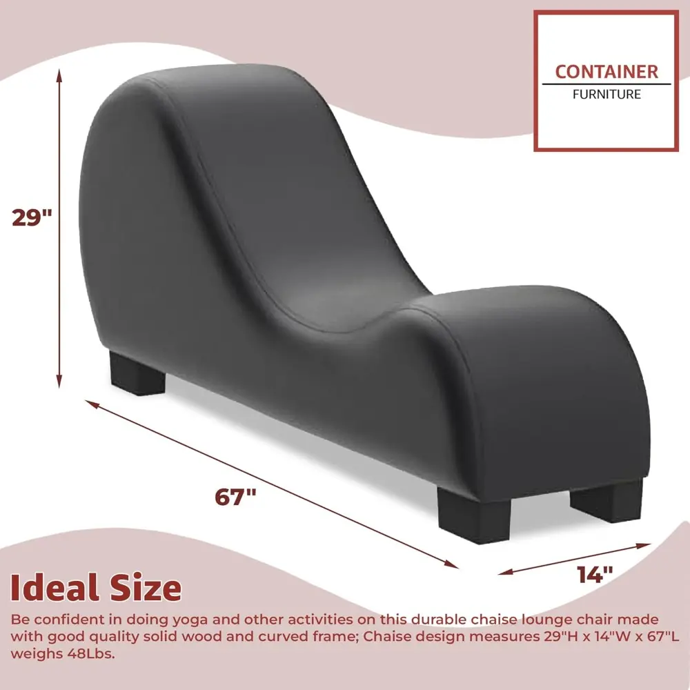 yoga chaise lounge collection for stretching & relaxation modern faux leather curved sofa, living room bedroom accent piece, re